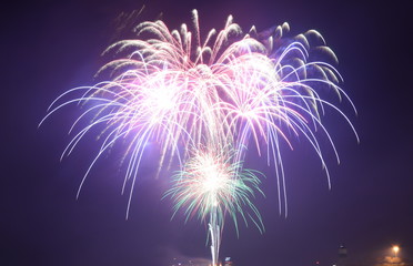 Chicago, USA. 1st January 2017. Fireworks at Navy Pier to welcom