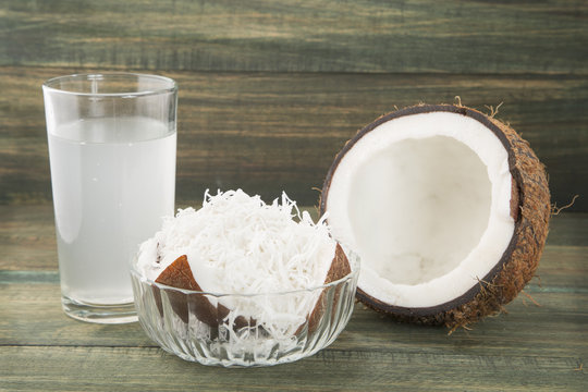 Water and coconut fruit (Cocos nucifera)