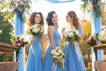 Bridesmaids in park
