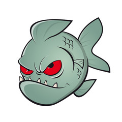 Obraz premium angry cartoon piranha
