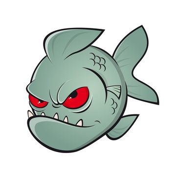 angry cartoon piranha