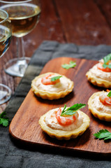 Shrimp salmon mousse parsley tartlets