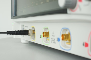 Golden bayonet connectors on the professional oscillograph