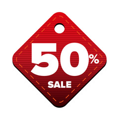 Sale fifty percent pricetag red vector