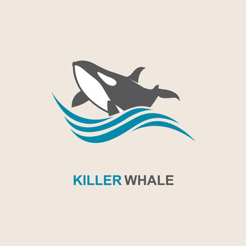 symbol of killer whale and sea wave