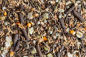 dry food for rodents close up top view