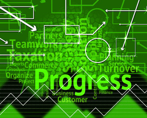 Obraz premium Progress Word Means Advance Advancement And Forward
