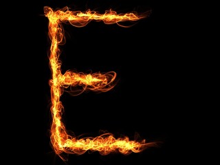 Buchstabe E aus Feuer