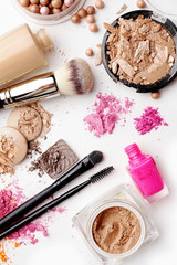 make-up cosmetics on white background