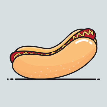 Hot dog cartoon fast food vector design .