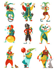 Circus Clowns Icons Set