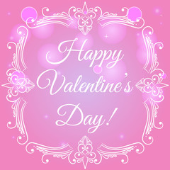 Happy valentine day card with decorative frame