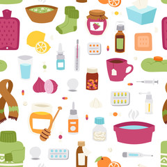 Flu influenza seamless pattern vector.