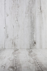 White rustic wood background table. Vertical image with copy space