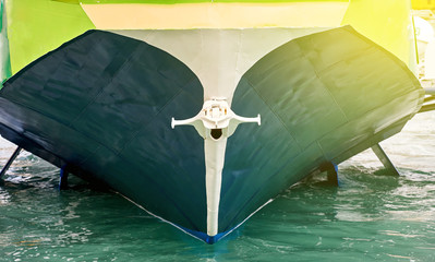 Anchor on modern yach boat on a sunny day