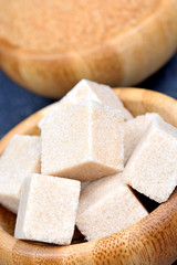 Bowls with sugar on slate