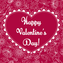 Happy valentine day card on floral pattern