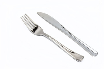 Cutlery set with Fork, Knife and Spoon isolated on white backgro