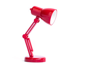 Red lamp on white background