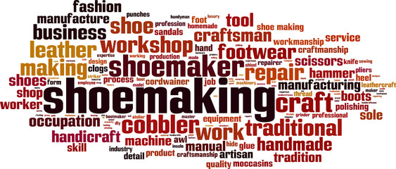 Shoemaking word cloud concept. Vector illustration