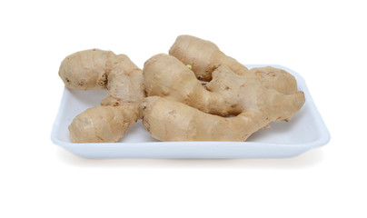 fresh ginger on white background