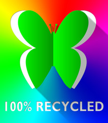 Hundred Percent Recycled Butterfly Green 3d Illustration