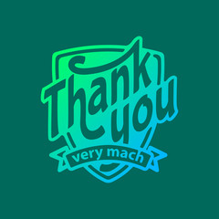 Thank you text lettering vector logo badge