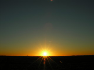 Winter solstice sunset over the Lincolnshire Fens