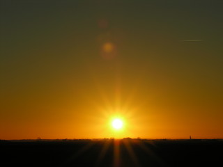 Winter solstice sunset over the Lincolnshire Fens