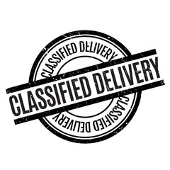 Classified Delivery rubber stamp. Grunge design with dust scratches. Effects can be easily removed for a clean, crisp look. Color is easily changed.