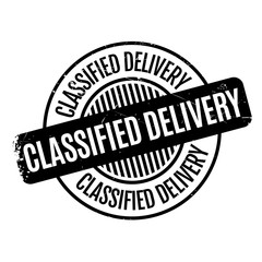 Classified Delivery rubber stamp. Grunge design with dust scratches. Effects can be easily removed for a clean, crisp look. Color is easily changed.