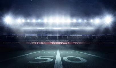 Fotobehang football stadium 3D in lights at night render © masisyan