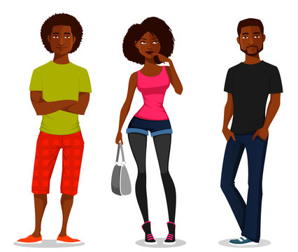 cartoon illustration of young people
