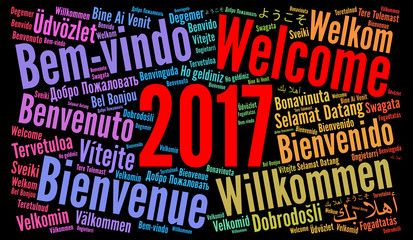 Welcome 2017 word cloud in different languages