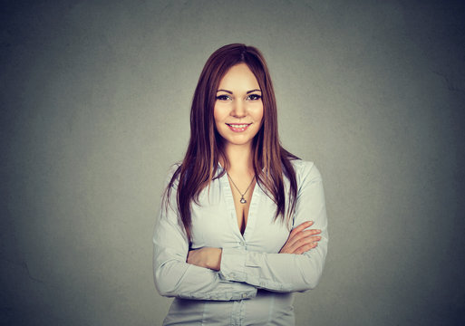 Portrait of young attractive brunette woman