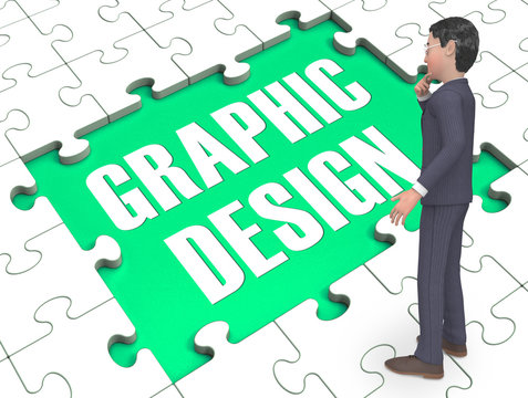 Graphic Design Puzzle Showing Digital Art 3d Rendering