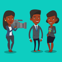 TV interview vector illustration.