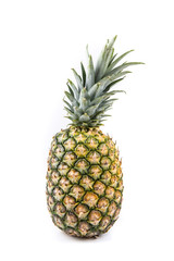 Ripe fresh whole pineapple isolated on a white background