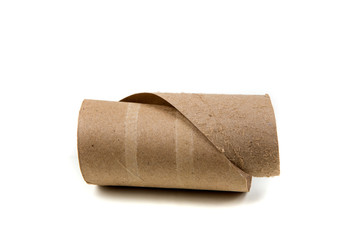 Unrolled toilet paper cylinder isolated on a white background