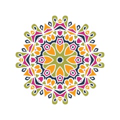 Kaleidoscope big bud. Oriental pattern illustration. Flower background
