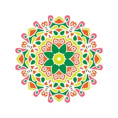 Kaleidoscope big bud. Oriental pattern illustration. Flower background