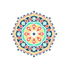 Kaleidoscope big bud. Oriental pattern illustration. Flower background