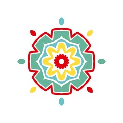 Kaleidoscope big bud. Oriental pattern illustration. Flower background