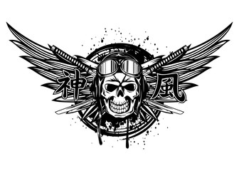 Obraz premium skull kamikaze in helmet