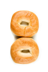 Plain white bagels isolated on a white background