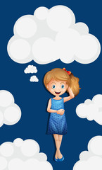 Obraz na płótnie Canvas Happy girl on sky background