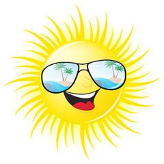 Summer Sun Smiling Showing Heat 3d Illustration