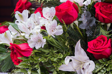 Roses and lilies background