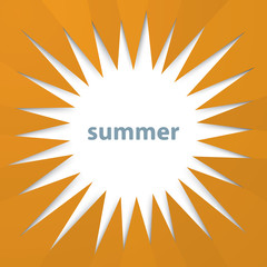 Modern orange sunburst summer background from hexagonal folded paper texture