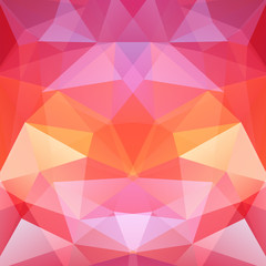 Polygonal vector background. Can be used in cover design, book design, website background. Vector illustration. Pink, orange colors